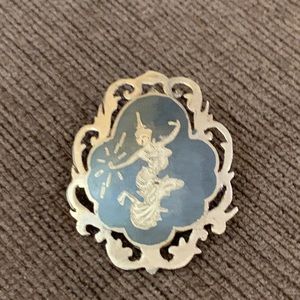 SOLD Vintage Siam Sterling Silver Goddess Brooch
